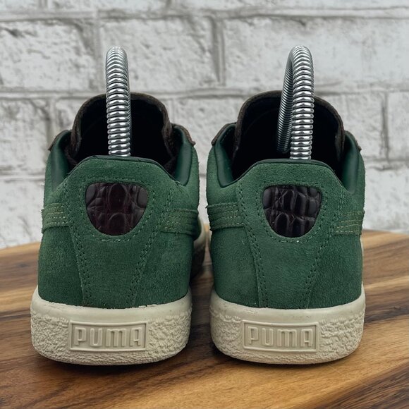 Puma Clyde Zoo O Lux Womens 6.5/37 Green Brown Meanie Real Leather Shoes RARE - Picture 4 of 16